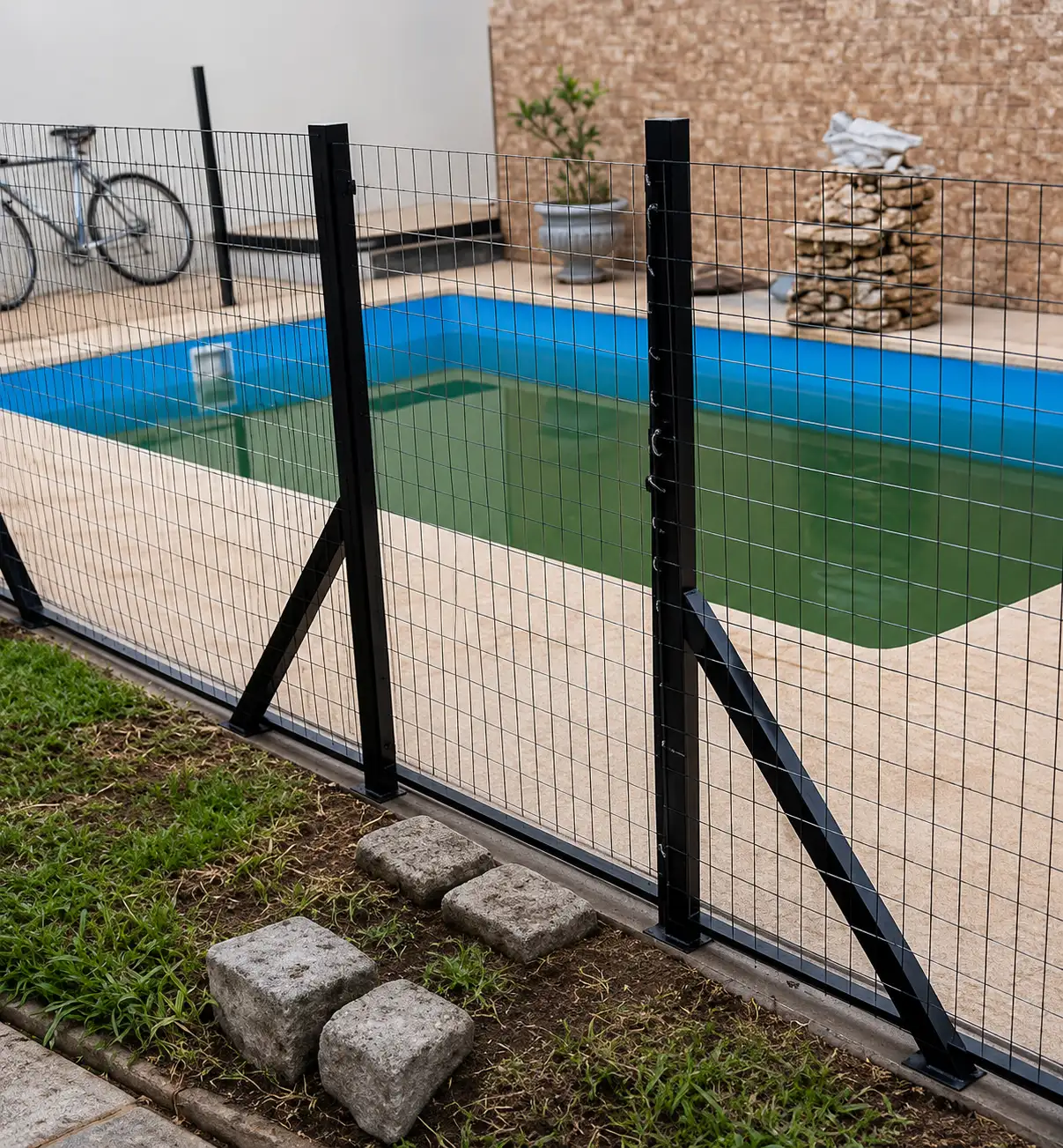 Enrejado de seguridad a medida para pileta, soldado y fijado por SK Mantenimiento